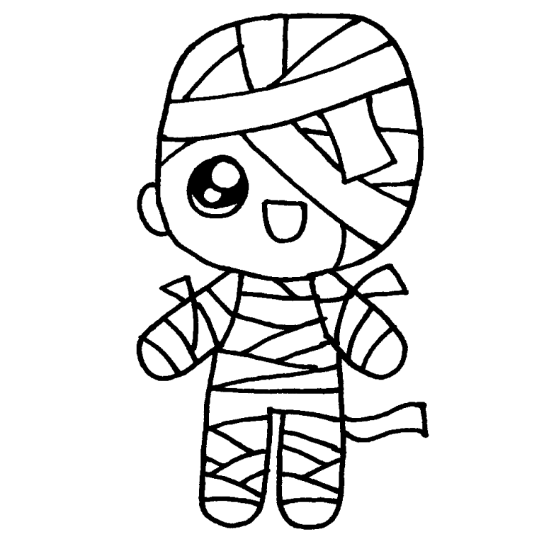 momia-colorear-kawaii - Dibujando con Vani