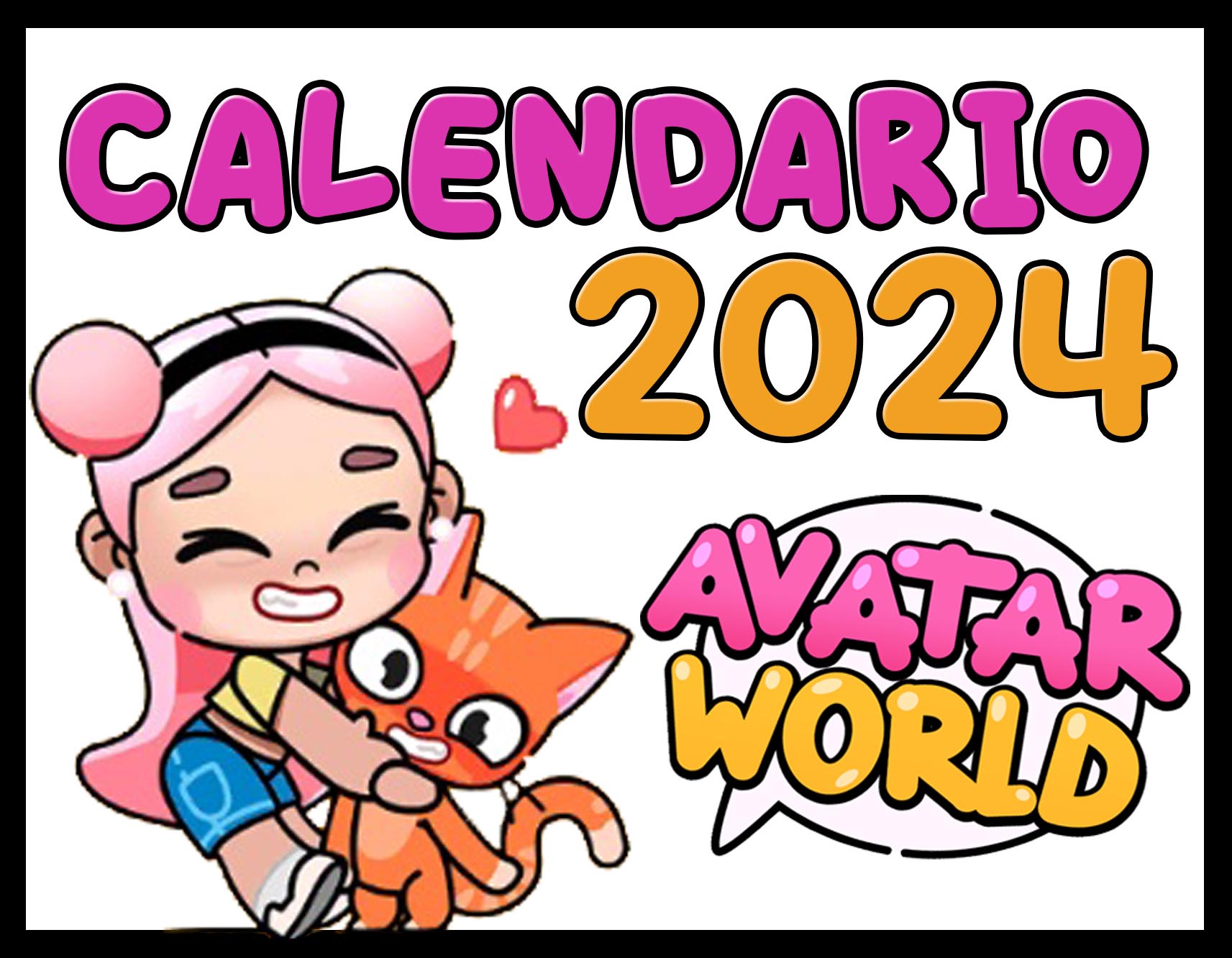 Calendario 2024 para imprimir kawaii Dibujando con Vani