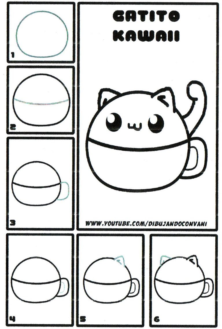 como-dibujar-un-gato-en-una-taza-kawaii-paso-a-paso - Dibujando con Vani