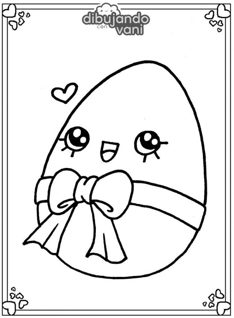  Dibujo de un huevo de pascua kawaii para imprimir