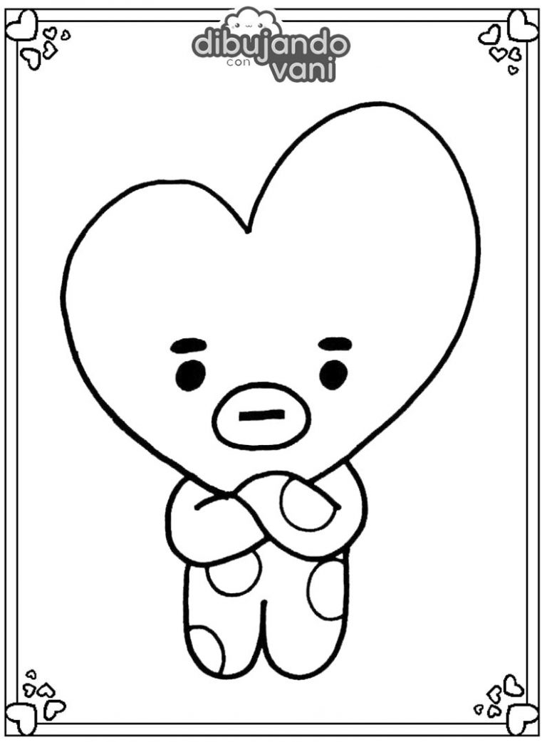 Dibujo de Tata de Bt21 para imprimir y colorear - Dibujando con Vani