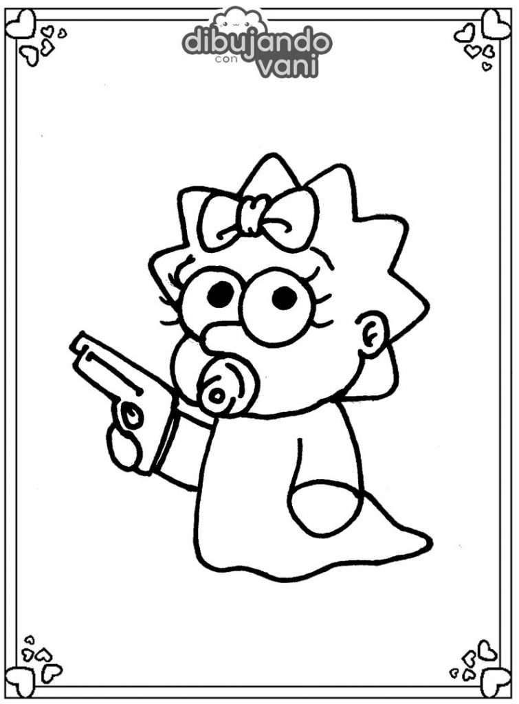 Dibujo de Maggie Simpson para imprimir y colorear - Dibujando con Vani